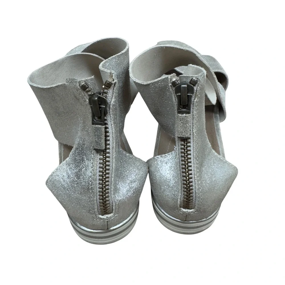 Eileen Fisher Sport Suede Sneaker Sandals 38‎ US7.5 Metallic Leather Back Zip
